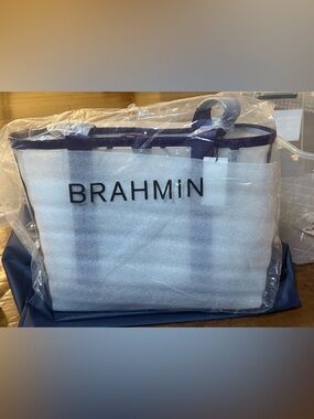 Brahmin Purple Croc-Embossed Tote with Gold Hardware